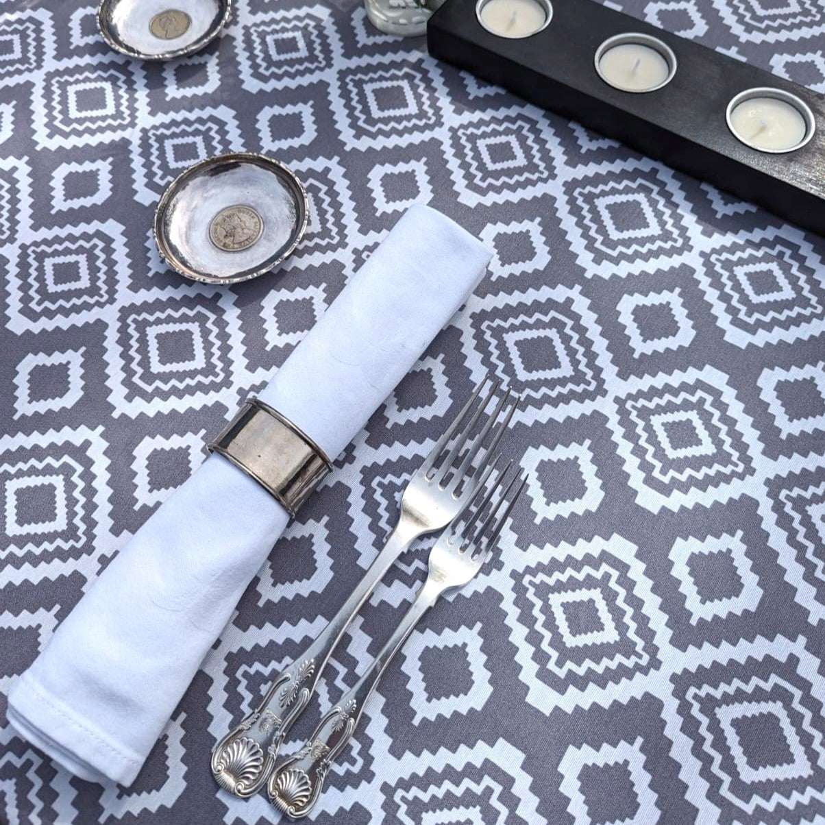 Tablecloth, Grey Pattern (wipe and wash)