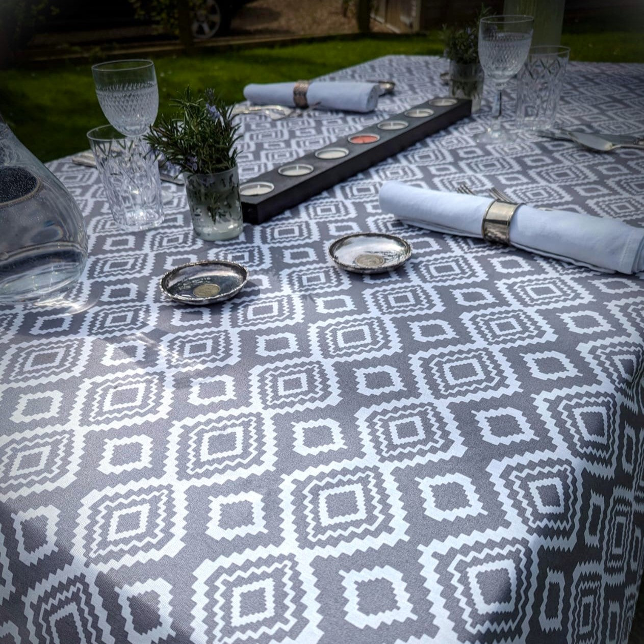 Tablecloth, Grey Pattern (wipe and wash) in 4 sizes