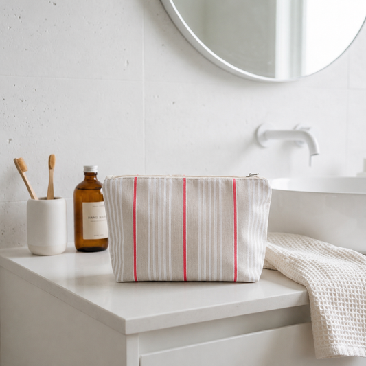 Cosmetic & Wash Bags - Red Stripes