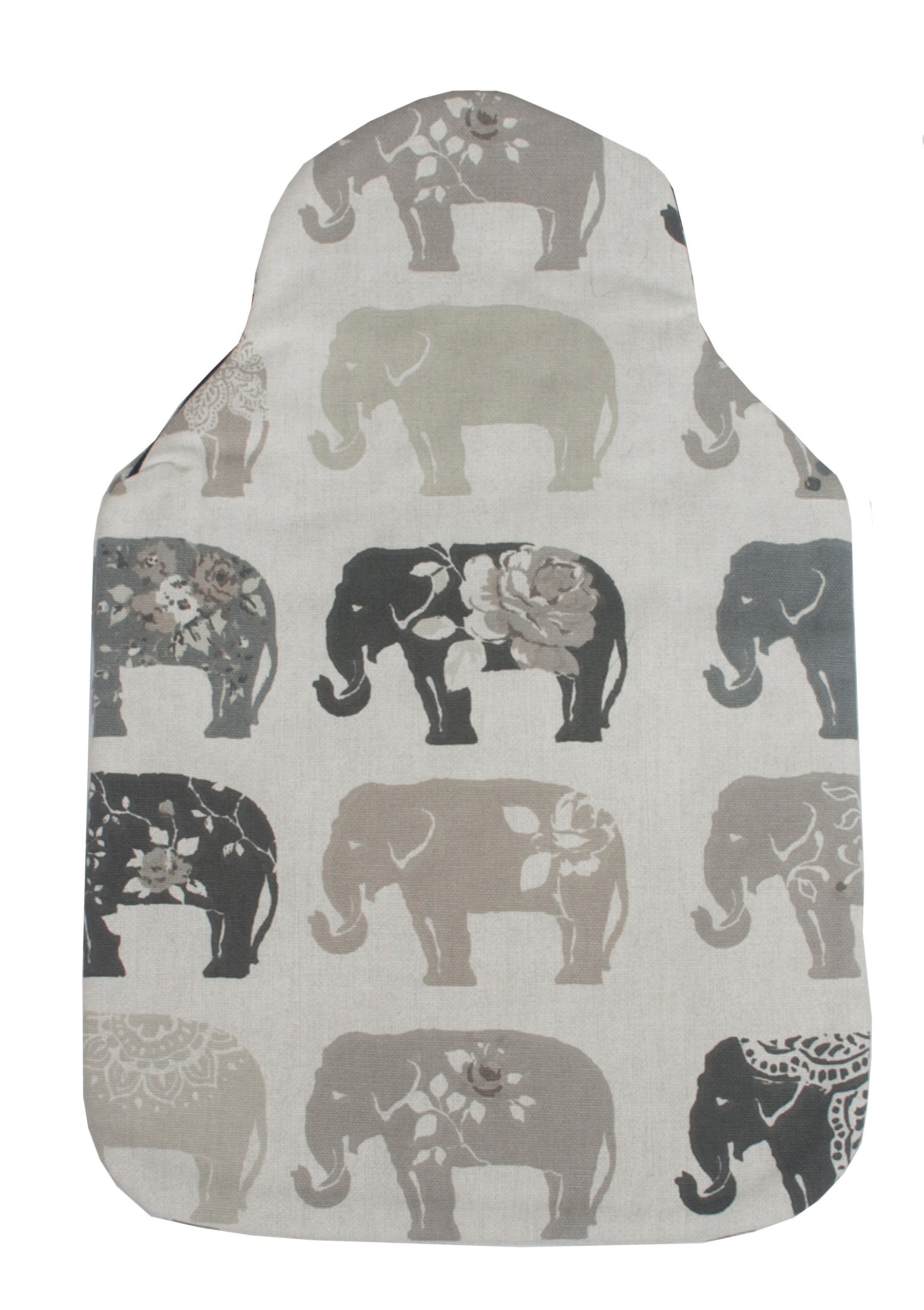 Padded Hot Water Bottle Cover, Grey Elephant