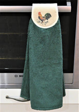 Load image into Gallery viewer, Hang ups, Kitchen towels, Cockerel with Green, Black or Navy Blue towel
