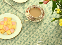 Load image into Gallery viewer, Tablecloth, Green Lotus, Wipe Clean Oilcloth in 5 sizes
