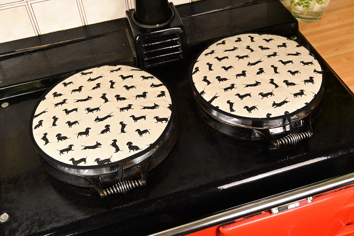 Loop Aga Tops, Range/Hob Covers, Black Dachshund (pair)