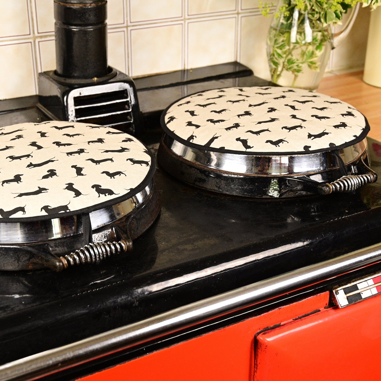 Loop Aga Tops, Range/Hob Covers, Black Dachshund (pair)