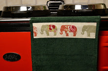 Load image into Gallery viewer, Hand Roller Towels, Spice Elephants, Black, Green or Navy Blue Towel
