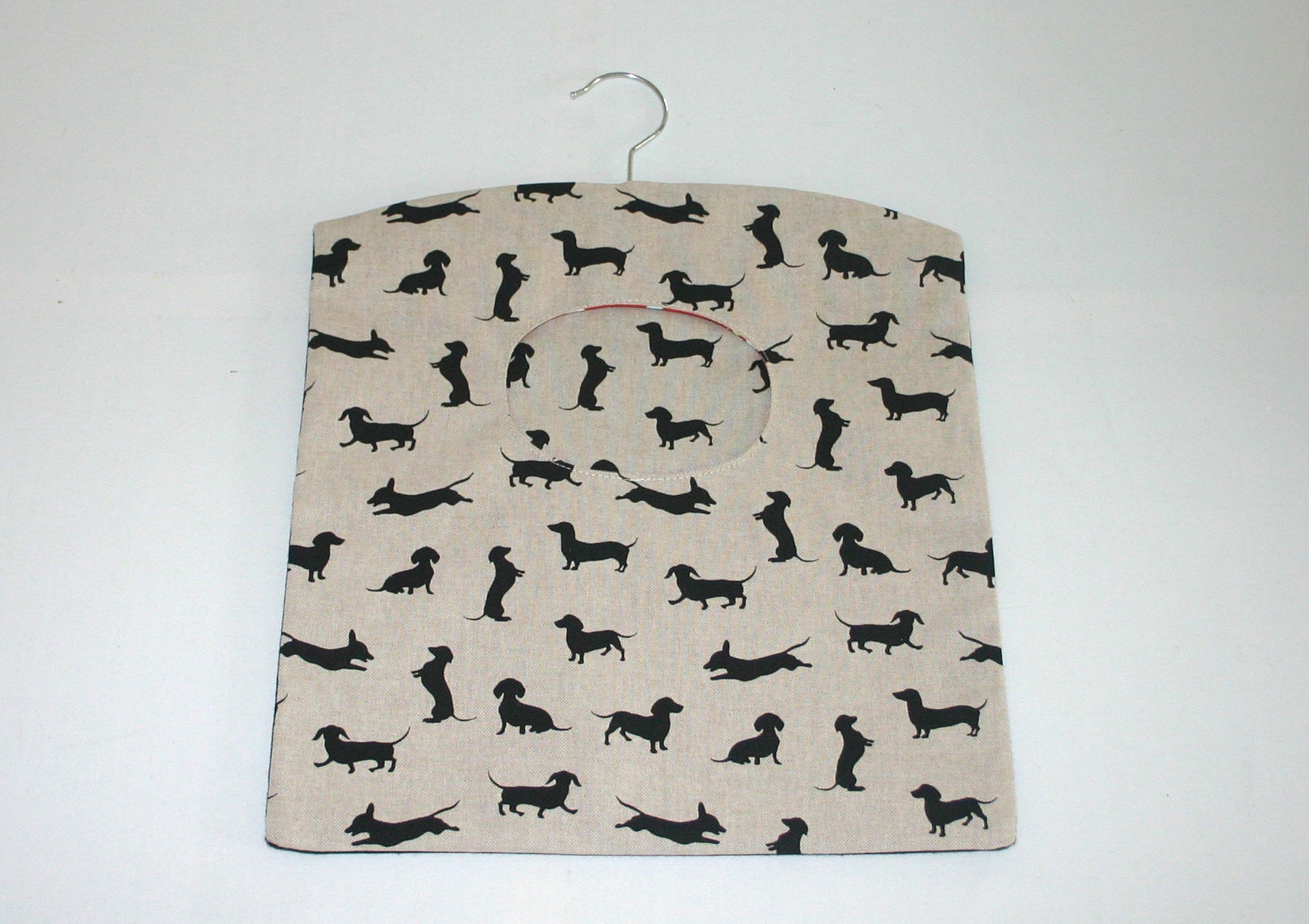 black dachshund peg bag on white background