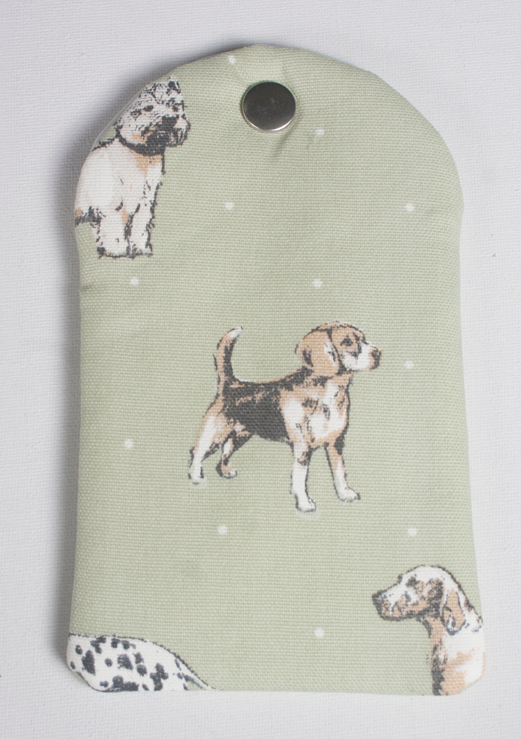 Glasses Case, Dogs on Green