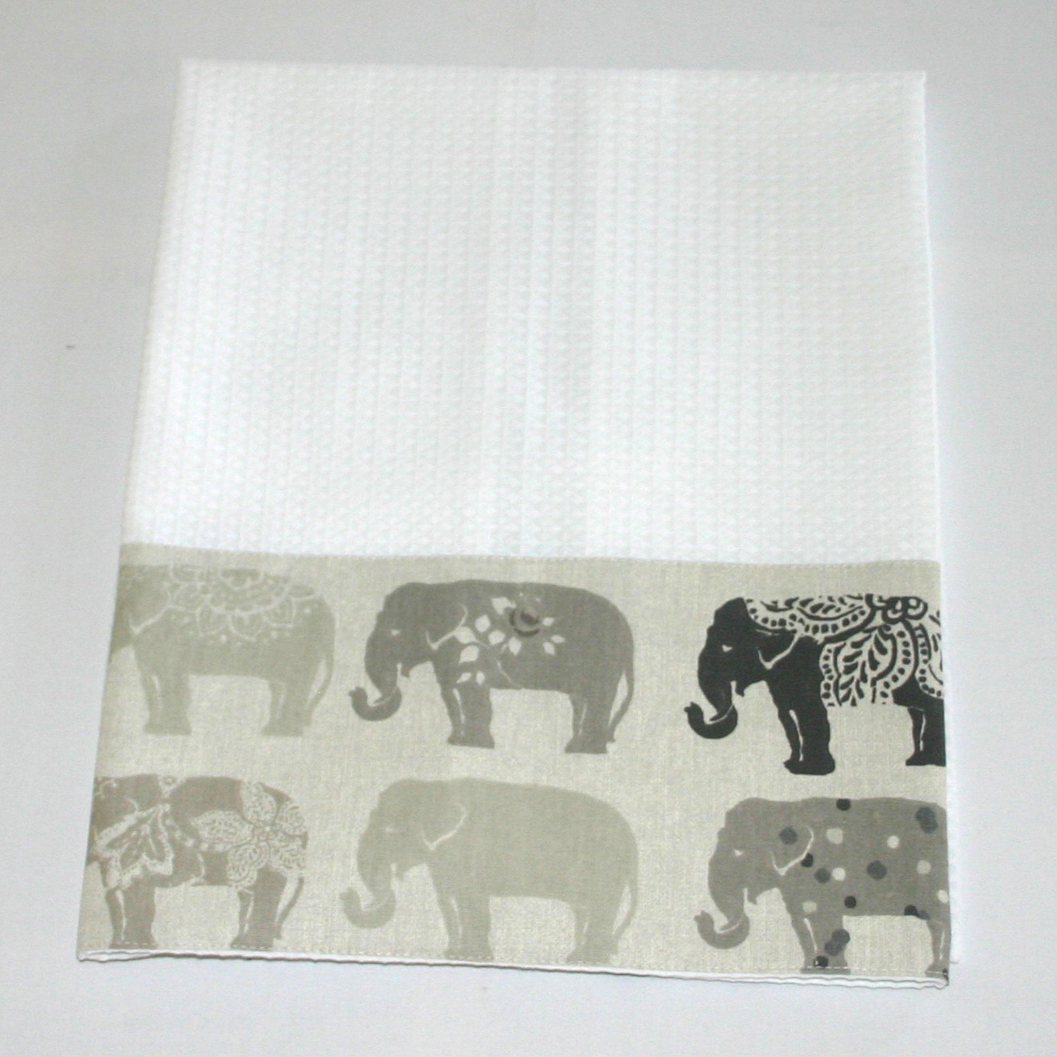 Waffle tea Towel: Grey Elephant