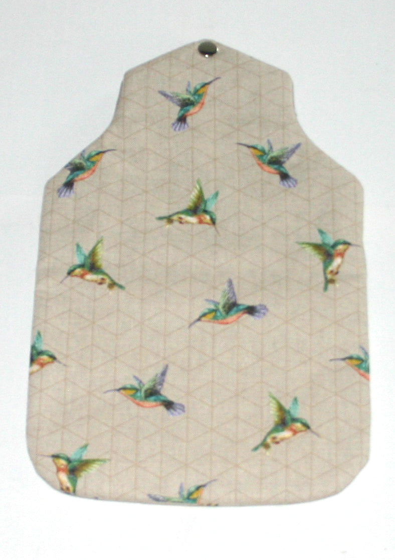 Padded Cotton Hotwater Bottle Cover, Humming Bird