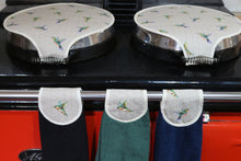 Load image into Gallery viewer, Hang ups, Kitchen towels, Humming Bird on Black, Navy Blue or Green Towel
