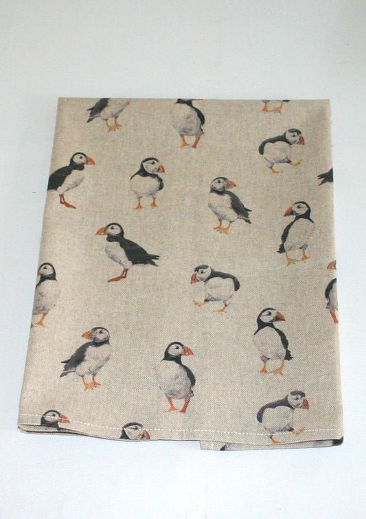 Cotton Tea Towel, Puffins