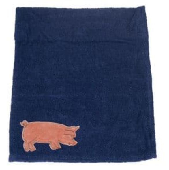 Aga/Oven/Range Towel, Pig with Navy Blue, Black or Green Towel