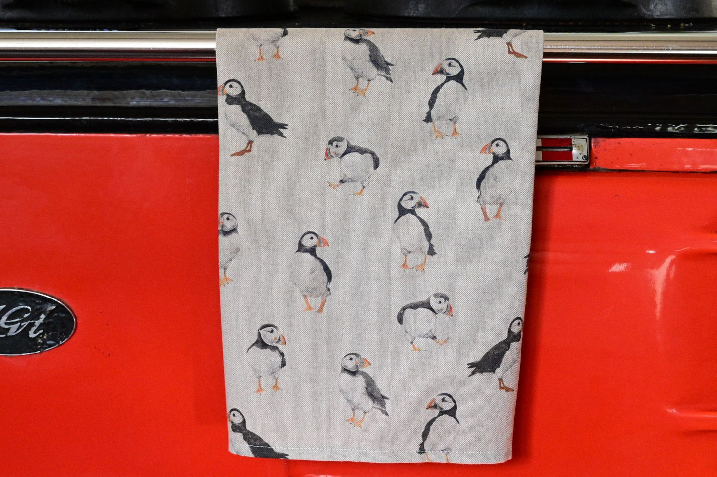 Cotton Tea Towel, Puffins