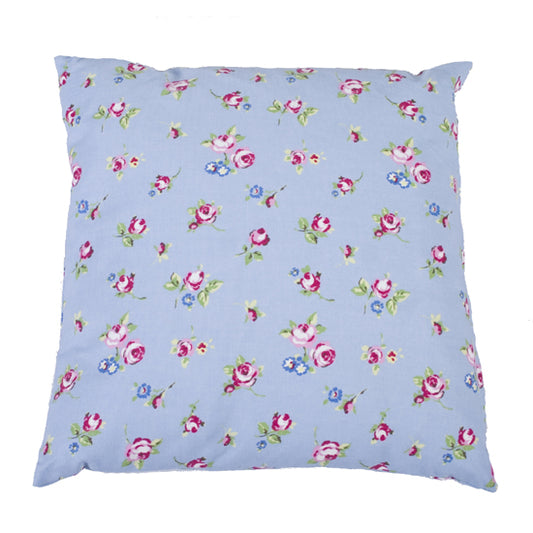 blue floral cushion with white background