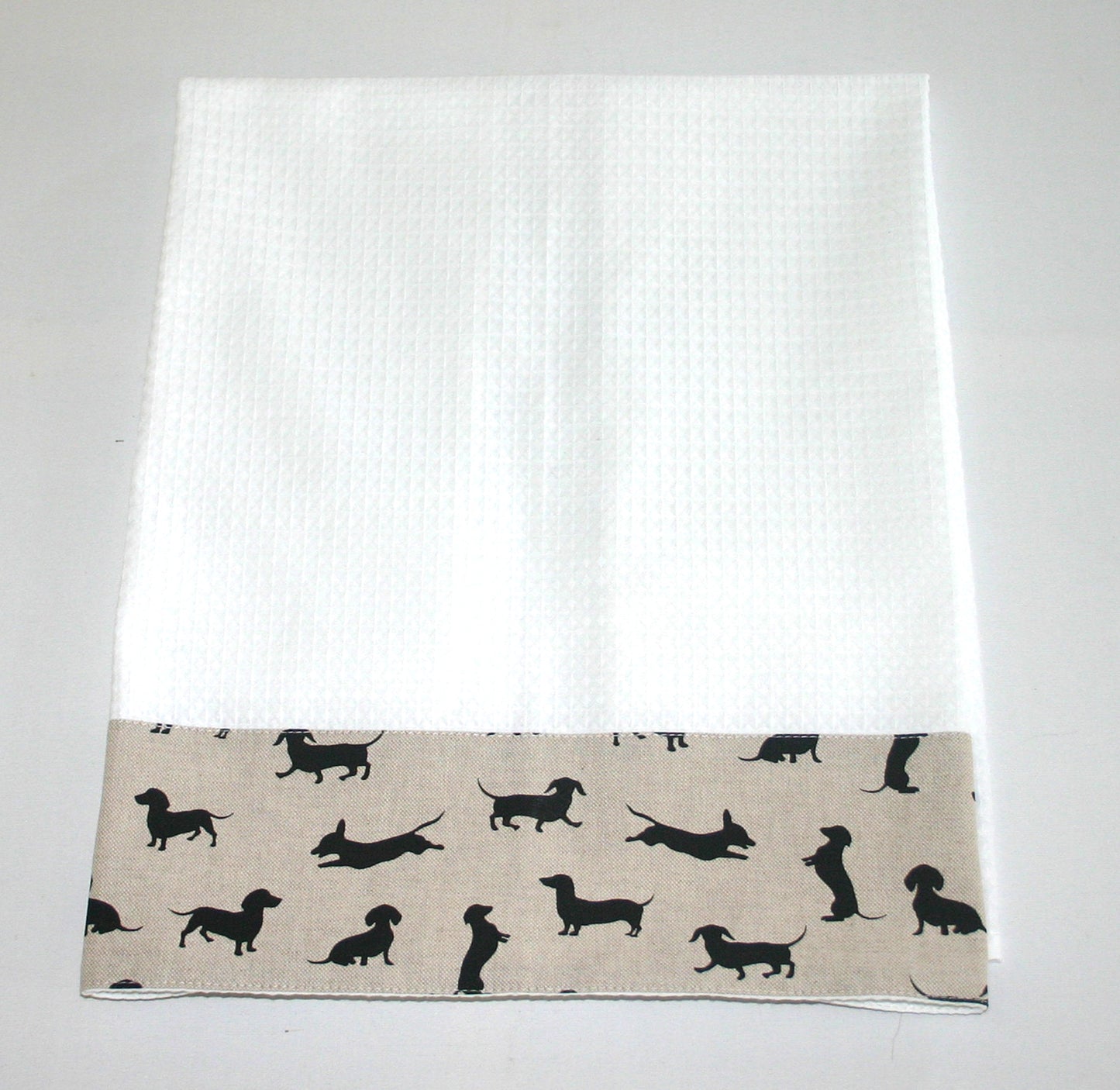 Waffle Tea Towel, Black Dachshund