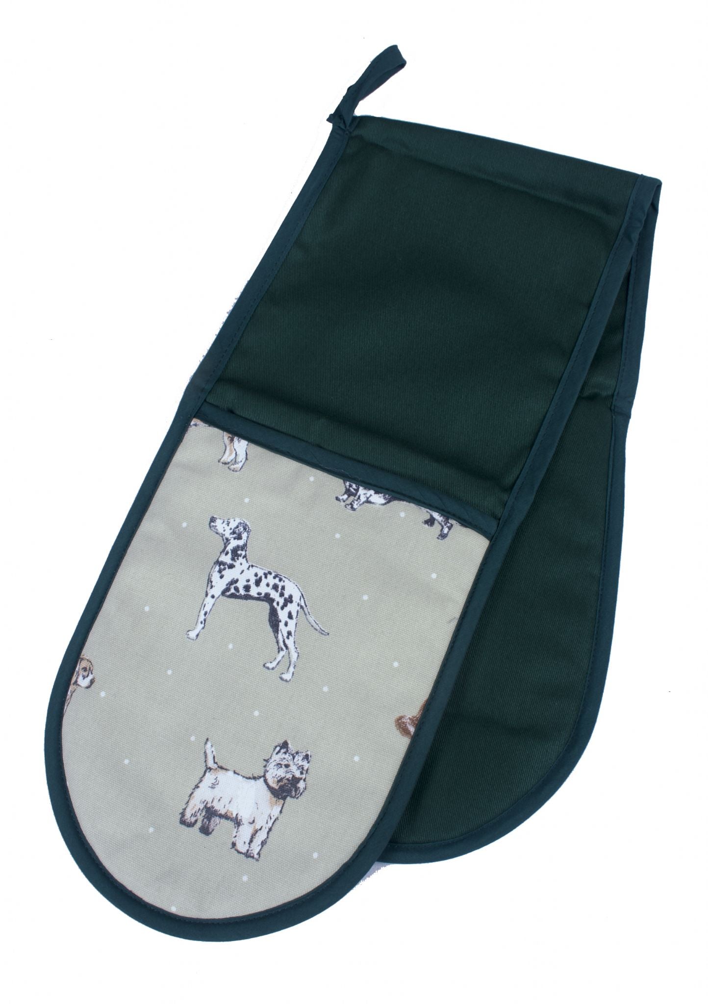Oven Gloves, Dogs on Green
