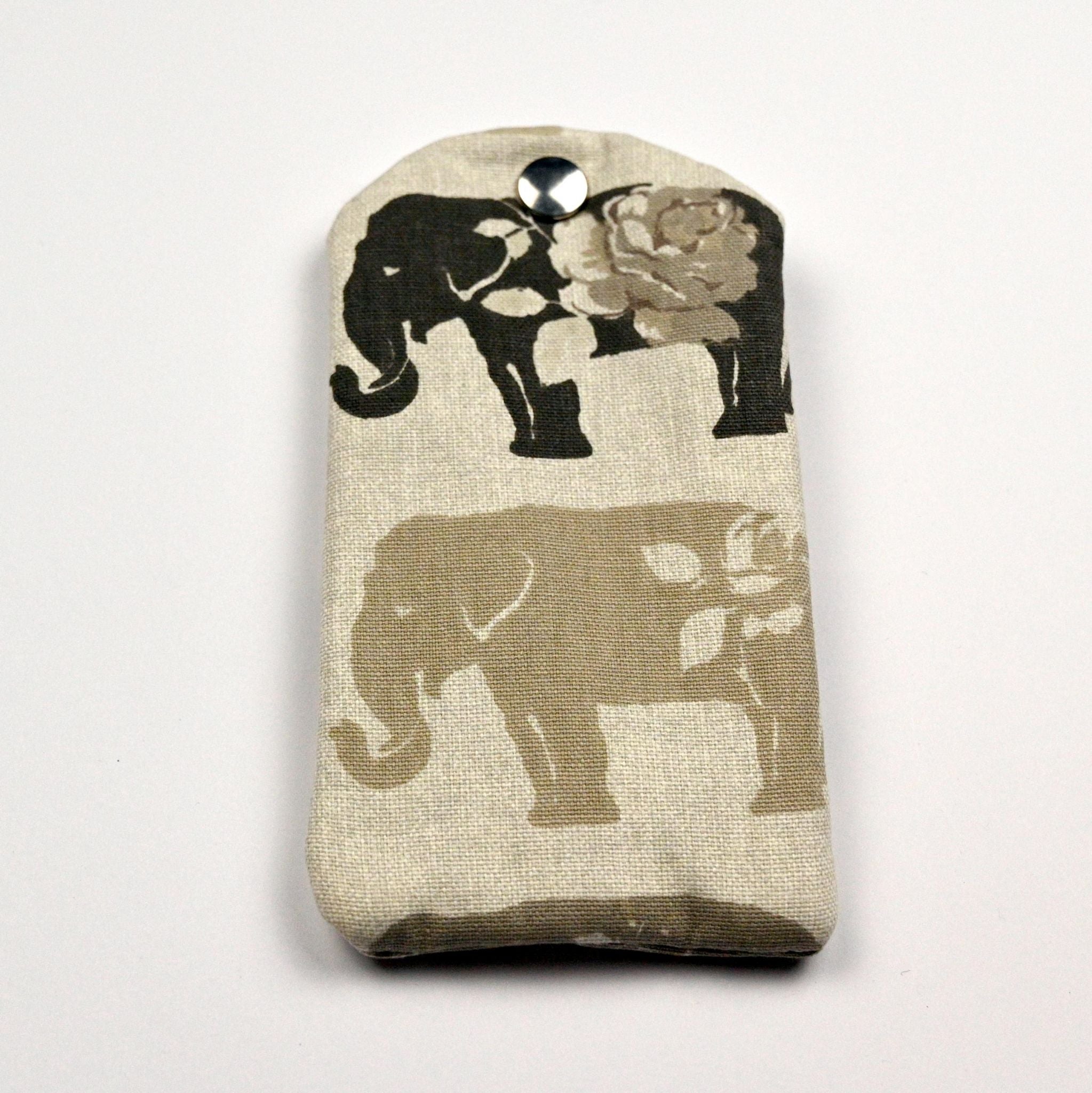 Glasses Case, Grey Elephants