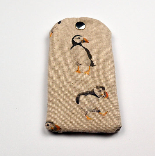 glasses case in puffins design