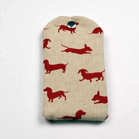 glasses case in red dachshund design