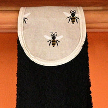 Load image into Gallery viewer, Hang ups, Kitchen towels, Bees with Green, Black or Navy Blue towel
