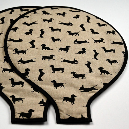 Magnetic Aga Tops, Range/Hob Covers, Black Dachshund (pair)