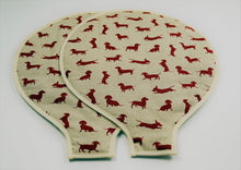 Load image into Gallery viewer, Magnetic Aga Tops, Range Covers, Chef Pads, Hob Covers, Red Dachshund pair
