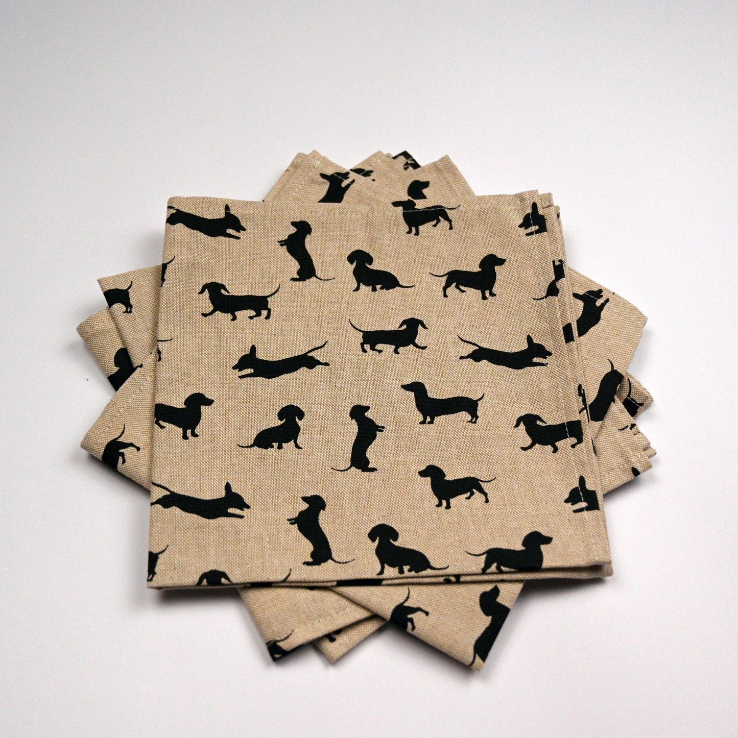 Napkins x 4, Black Dachshund