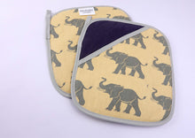 Load image into Gallery viewer, Oven Grippers, Yellow Elephants (pair)
