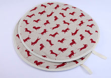 Load image into Gallery viewer, Aga tops, Range Covers, Chef Pads, Hob Covers, Red Dachshund pair
