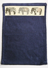 Load image into Gallery viewer, Hand Roller Towels, Grey Elephants, Black, Green or Navy Blue Towel
