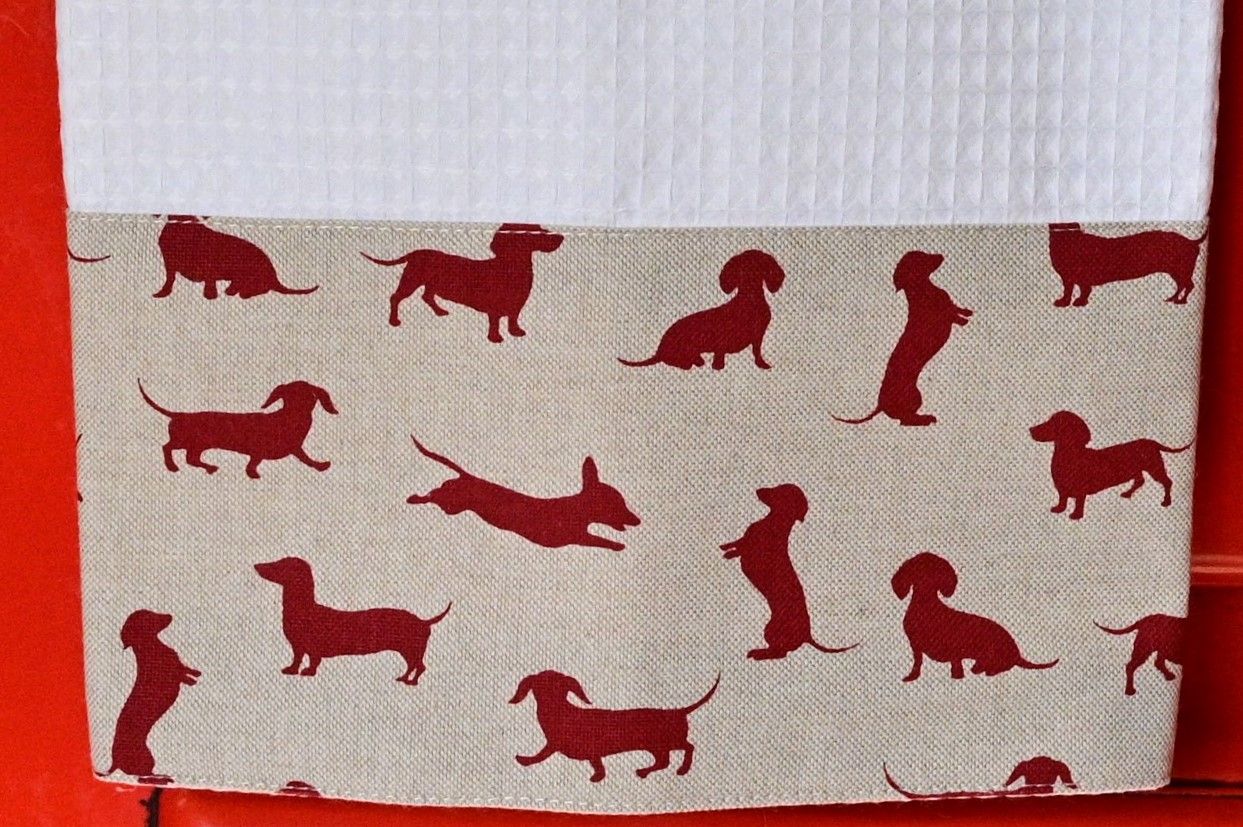 Waffle Hand Towel, Red Dachshund